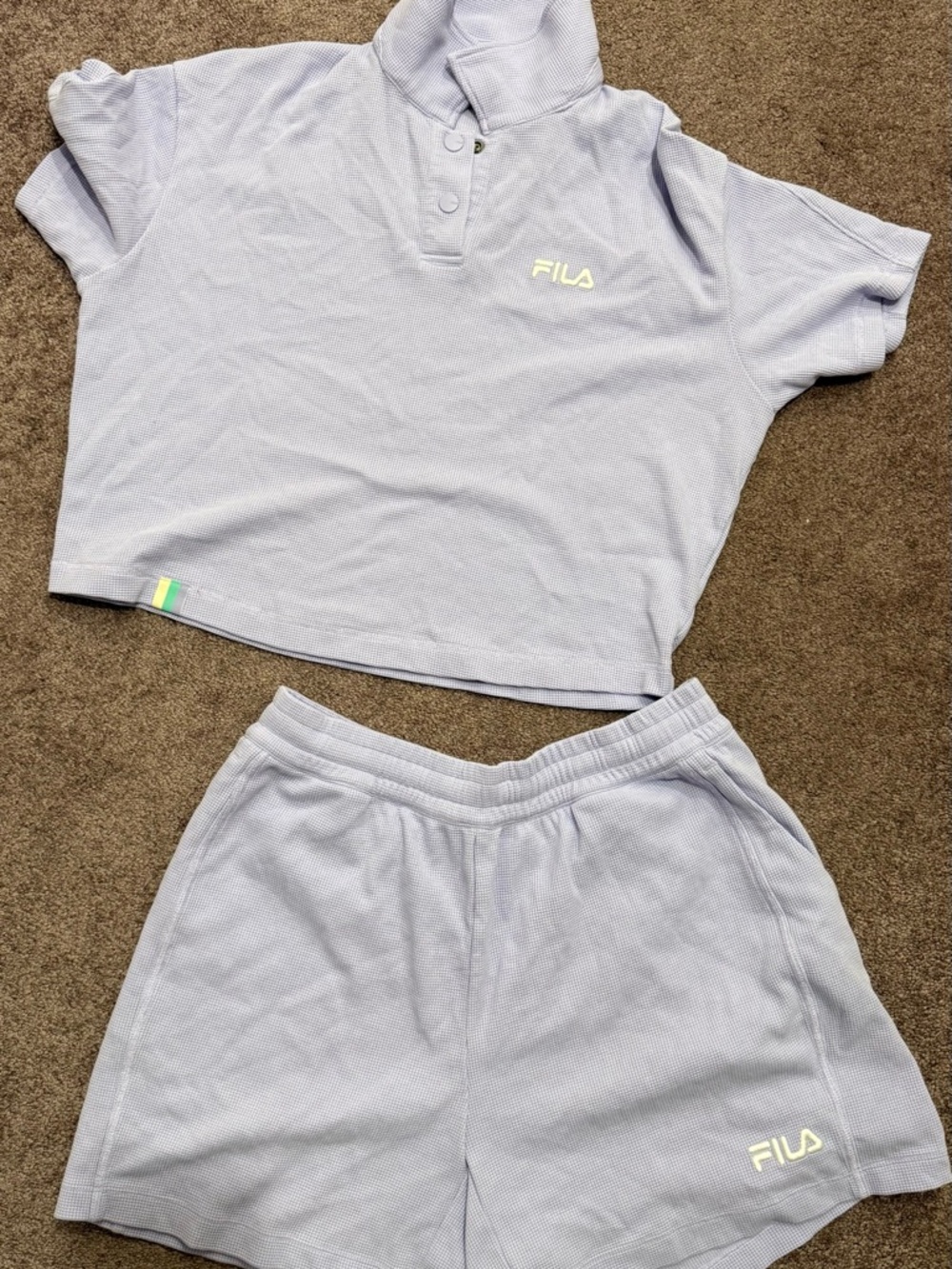 FILA Light Lavender Short Sleeve Hoodie & Shorts Set